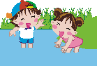 (イラスト)水遊びをする子どもたちの絵