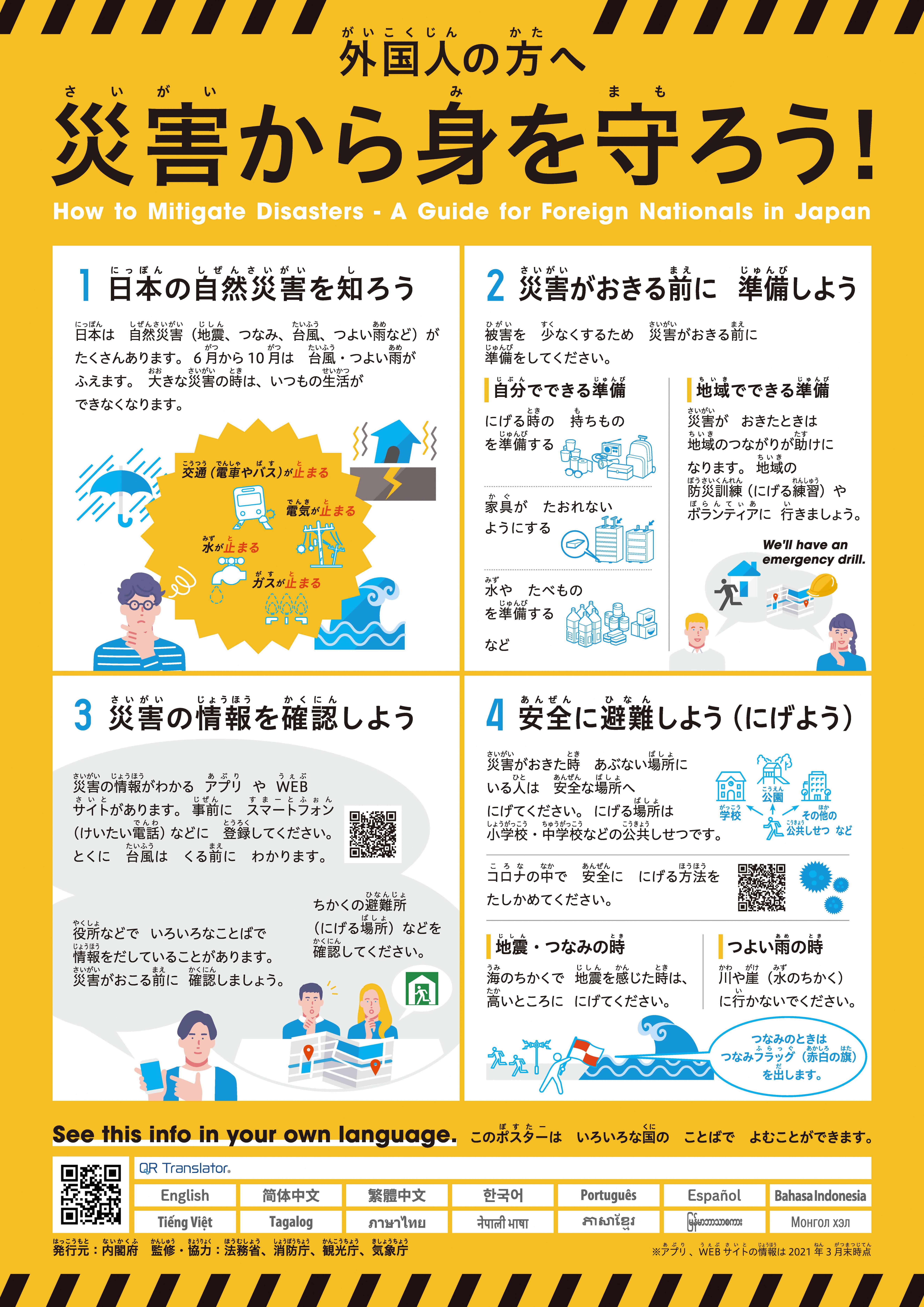 「外国人のための減災ポイント」ポスター(やさしい日本語) 「外国人のための減災ポイント」ポスター(やさしい日本語)