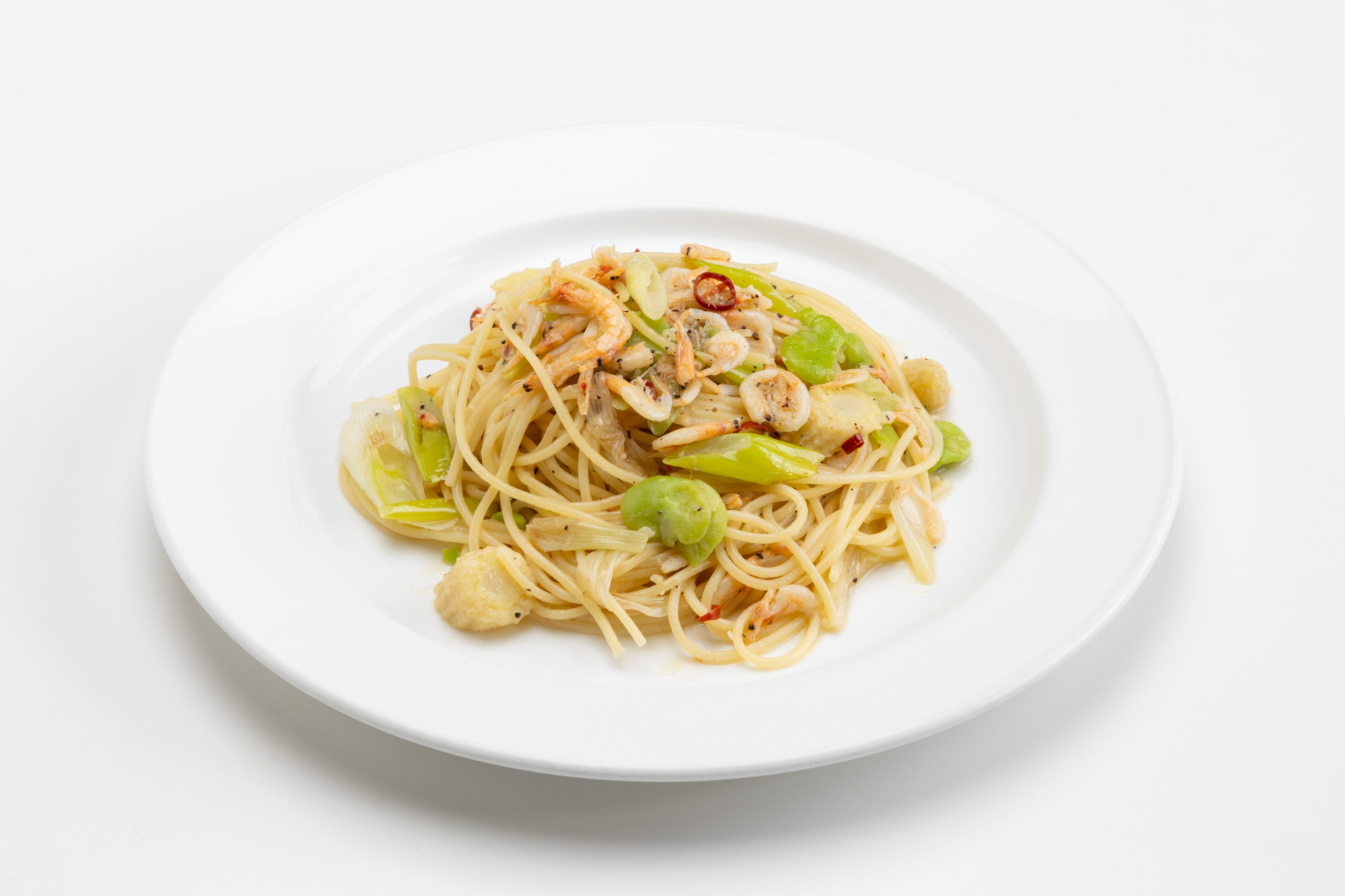 水戸の柔甘ねぎと桜海老のペペロンチーノ 水戸の柔甘ねぎと桜海老のペペロンチーノ